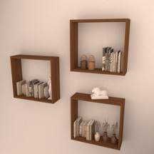 Rafkestir 3 Lü Box Raf Set Hareli Ceviz (Mat)