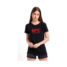 Ufc Logo Baskılı Siyah Kadın Tshirt
