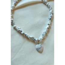 Bade Accessories Havlit Kalp Kırıktaş Doğaltaş Kolye