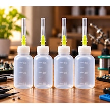 Kuzey's Store 4 Adet 50ml Tekrar Kullanılabilir Kolay Doldurulan Çok Amaçlı Şırıngalı Plastik Ş