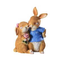 Suntek Karikatür Bahçe Çift Tavşan Heykelleri Masa Üstü