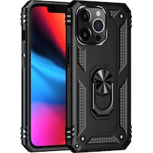 Newface Apple İphone 14 Pro Kılıf Sofya Yüzüklü Silikon Kapak - Siyah