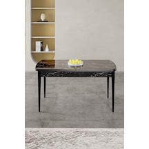 Canisa Gale Serisi 80x132 Açılabilir Lak Panel Siyah Mermer Desen Mutfak Masası Çok Renkli