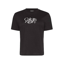 Calvin Klein Ss Fitted Script Siyah Kadın T-shirt-11118 SIYAH