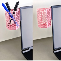 Alvera Monitor Kalemlik 3d Baskı Petek Desenli Laptop Kenar Altıgen Kalemlik-pembe