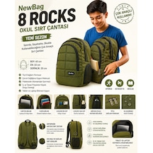 NewBag OKUL SIRT ÇANTASI-8 ROCKS  HAKİ