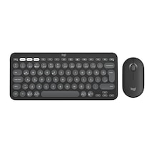 Logıtech Pebble 2 Combo, Grafit, 920-012245, Bluetooth, Türkçe, Q, Multimedya, Mini Klavye Mouse Set Optik