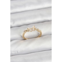 Kelebek Model Gold Renk Pirinç Kadın Yüzük Renk Renk