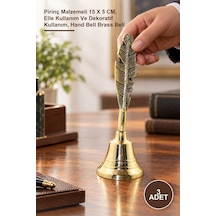 3 Adet El Çanı Pirinç Malzemeli 15 X 5 Cm, Elle Kullanım Ve Dekoratif Kullanım, Hand Bell Brass Bell