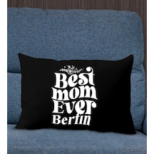 Bk Gift Kişiye Özel İsimli Anneler Günü Tasarımlı Premium Kumaş Siyah Dikdörtgen Kırlent Yastık, Anneler Günü Hediyesi, Ev Dekorasyonu-1