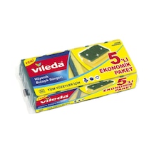 Vileda Klasik Oluklu Bulaşık Süngeri Yeşil 5'li Ekonomik Paket