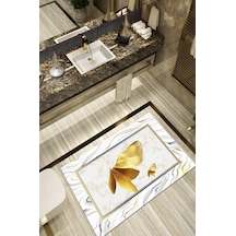 Golden Butterfly 70X120 Cm Kaymaz, Dökülmez Banyo Halısı Altın