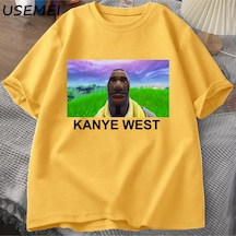 Flood Of Style Kanye West Meme T-shirt Erkek Kadın Grafis Pria Wanita Hip Hop Gaya Mizah T Shirt Modu Vintag Sarı
