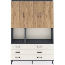 Arges Dolap 6 Raflı 6 Çekmeceli 3 Kapaklı 132x30x195 Antrasit... Antrasit