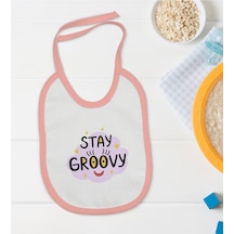 Bk Kids Stay Groovy Tasarımlı Pembe Bebek Mama Önlüğü Pembe