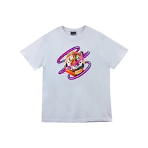 Kaplan Baskılı Unisex %100 Pamuk Beyaz T-shirt Beyaz