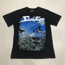Savatage Metal Band Baskılı Penye Tişört Siyah