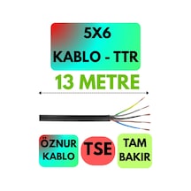 Öznur 5x6 Ttr Kablo, 13 Metre, Siyah Standart