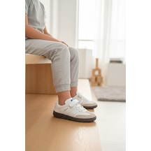 Enoch Erkek Çocuk Süet Detaylı Ve Cırt Cırtlı Rahat Günlük Sneaker Spor Ayakkabı Beyaz