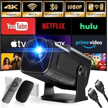 Mini Projektör, 4k Fhd 1920x1080p 180 Taşınabilir Projektör Wifi Android Ve İos Mause Hediye Siyah