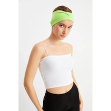 Kadın Çift Taraflı Kullanım Alternatifli Pamuklu Penye Kaymaz Hafif Spor Saç Bandı Bandana - Tek Ebat / Fıstık Yeşil Fıstık Yeşil