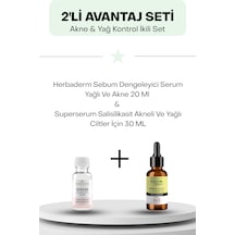 Akne & Yağ Kontrol İkili Set: Herbaderm Sebum Dengeleyici Serum Yağlı Ve Akne 20 Ml Ve Superserum Salisilikasit Akneli Ve Yağlı Ciltler İçin 30 Ml