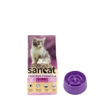 Sancat Premium Tavuklu Yavru Kedi Maması 15 Kg,yavaş Yeme Mama Kabı 375 Ml.