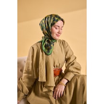 Silk Home Twill İpek Eşarp Noiré Yeşil 90x90 Çok Renkli