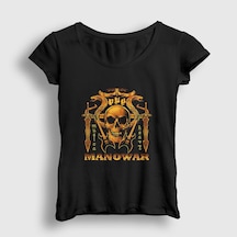 Presmono Kadın God Of Fire Manowar T-shirt Siyah