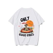 Brz Collectıon Brz Collection Unisex Oversize Only The Good Vibes T-shirt Beyaz