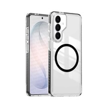Galaxy S26 Plus İçin Line Serisi Magsafe İle Uyumlu Yükseltilmiş Lens Çerçeveli Ve Renkli Şerit Kenarlı Ultra Güçlü Darbeye Dayanıklı Yumuşak Silikon Kılıf Siyah, Galaxy S26 Plus 50 x 22