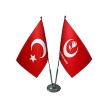 Masa Üstü Büyük Birlik Partisi Bayrağı Türk Bayrağı İkili Krom Di