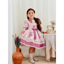 H L Y Karol Tasarım Pembe Royal Vintage Kız Bebek Elbise,doğum Günü Elbise,fotoğraf Çekim Elbise,0-12 Yaş Uygun Pembe
