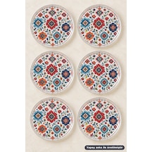6'lı Cam Tatlı Tabağı - Anadolu Çiçekleri Desenli 16 Cm - 6 Adet Pasta Tabak Çok Renkli