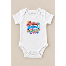 Babylimon Annem + Babam Ben Beyaz Kısa Kollu Çıtçıtlı Bebek Zıbını Beyaz - 930083977 Beyaz