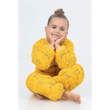 Cantoy Kız Erkek Çocuk Kalın Elyaf Dolgulu Premium Kalite 2.5 Tog Desenli Uyku Tulumu Ekru - Sarı