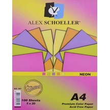 Alex Schoeller A4 Fosforlu Fotokopi Kağıdı 5 Renk 75 Gr 100 Lüalx