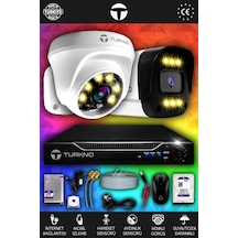 Turkno 2 Kameralı Ultia 1 İç Kamera Set 500 GB 5 MP 2K Net Renkli Gece Görüşlü Güvenlik Kamerası Sistemi