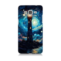 Samsung Galaxy Grand Prime Uyumlu Ay Işığında Yalnız Deniz Feneri Desenli Silikon Kılıf