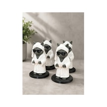 Spa Keyfi Yapan Cool Kedi Dekoratif Biblo 1 Parça Beyaz