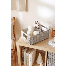 Ocean Home Textile Yıkanabilir Gri Pp Rattan Sepet 30 X 20 X 11 Cm