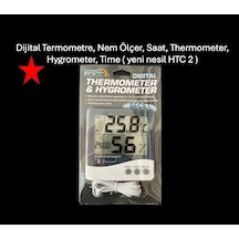 Dijital Termometre, Nem Ölçer, Saat Yeni Model Htc 2