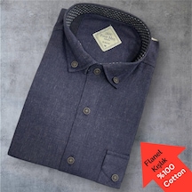 Kadife %100 Cotton Pamuklu Uzun Kollu Terletmeyen Gömlek Slim Fit Kalıp Lacivert