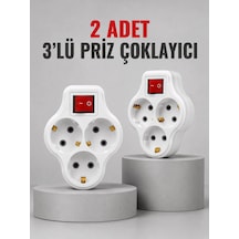 Direkt Duvar Prizine Takılan 3 Lü Priz Adaptörü Anahtarlı Priz Çoklayıcı 2 Adet Diger
