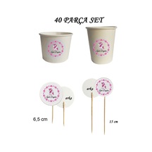 40 Parça Unicorn Boynuzlu At Doğum Günü Kürdan Seti - Bardak Kase Kısa Ve Uzun Kürdan