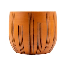 Bitki Tasarımı Ev Dekorasyon Aksesuar Dik Çizgi Desenli Toprak Saksı Saksılık Salon Çiçeklik - 19 Cm Belirtilmemis