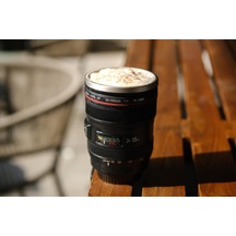 Objektif Kupa Lens Kupa Kahve Ve Çay İçin Termos Kupa Fotoğraf Tutkunları İçin Dekoratif Hediyelik 350 Ml Cam Kapak Açık Beyaz