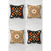 Etnik Desenli Bohemian Gizli Fermuarlı Kırlent Kılıfı Koltuk Yastık Kılıfı Takım 4adet Turuncu-kahve Bej 45 X 4 Diğer