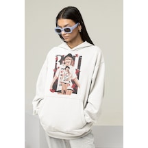 Taylor Swift Baskılı Unisex Oversize Şarkıcı Hoodie Beyaz