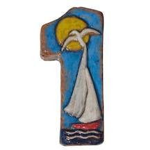 El Yapımı Deniz Temalı Seramik Kapı No.1 - 8x13 Cm - Akdeniz/ege Ruhu - Dekoratif Ev, Villa, Site Girişi, Dış Mekan Ve Apartman Girişi -